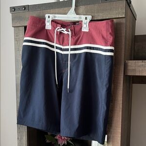 Abercrombie & Fitch Red and Blue Board Shorts